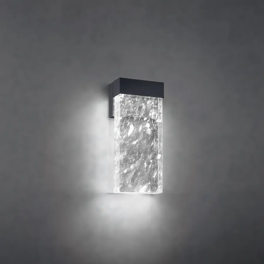 Glacio 14" LED Wall Sconce in Black with Optic Haze Quartz