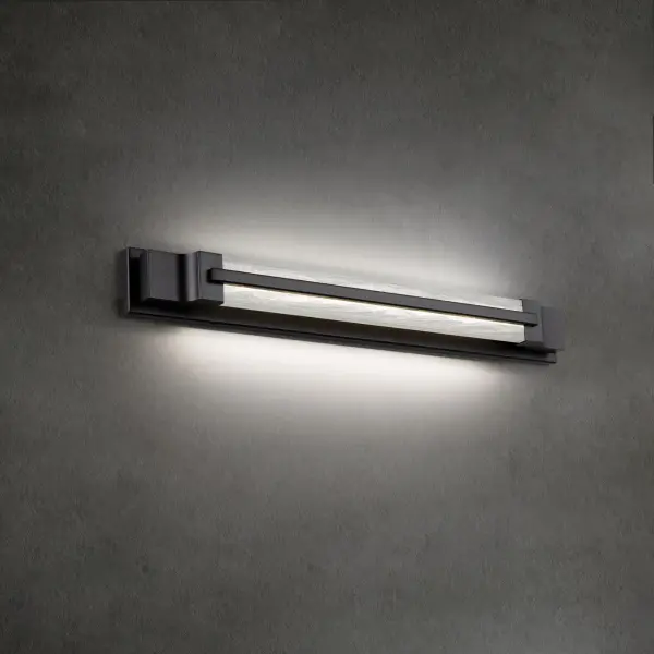 A sleek modern LED luminaire with clean lines, crisp styling, reclaimed crystal in a shatter pattern. Aberdeen offers ample ambient task illumination for both residential and commercial settings. Luxury is in the details.