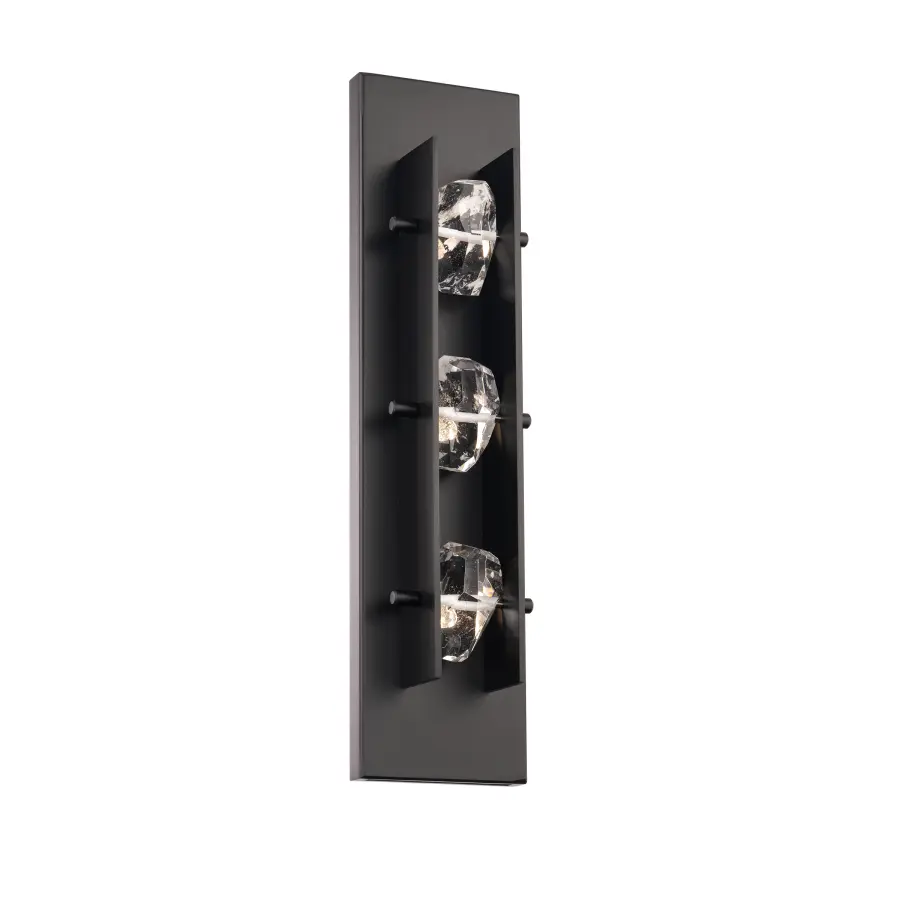 Strata 22" LED Outdoor Wall Sconce in Black with Optic Haze Quartz