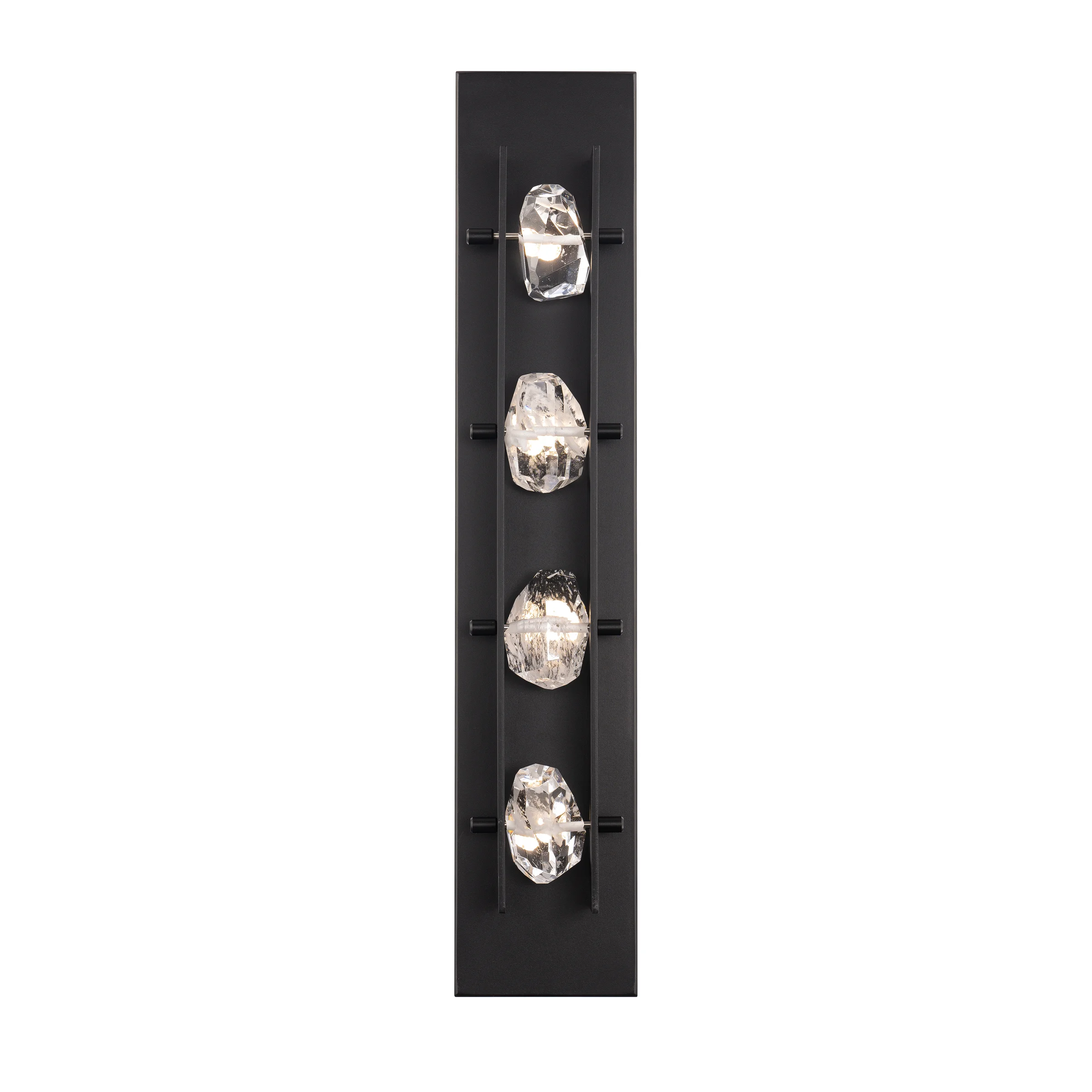 Strata 28" LED Outdoor Wall Sconce in Black with Optic Haze Quartz