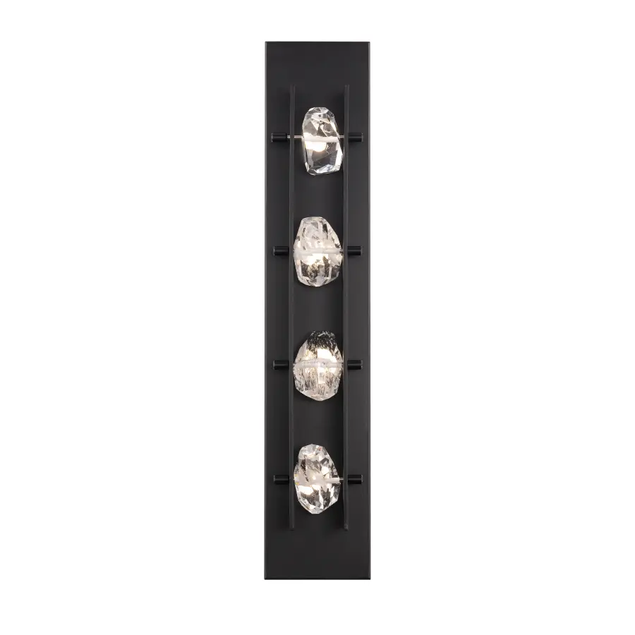 Strata 28" LED Outdoor Wall Sconce in Black with Optic Haze Quartz