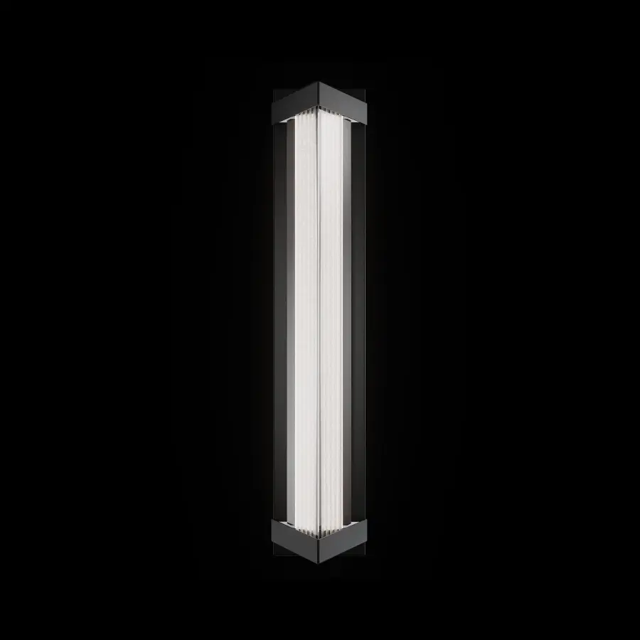 Bertram 24" LED Outdoor Wall Light in Black with Optic Crystal