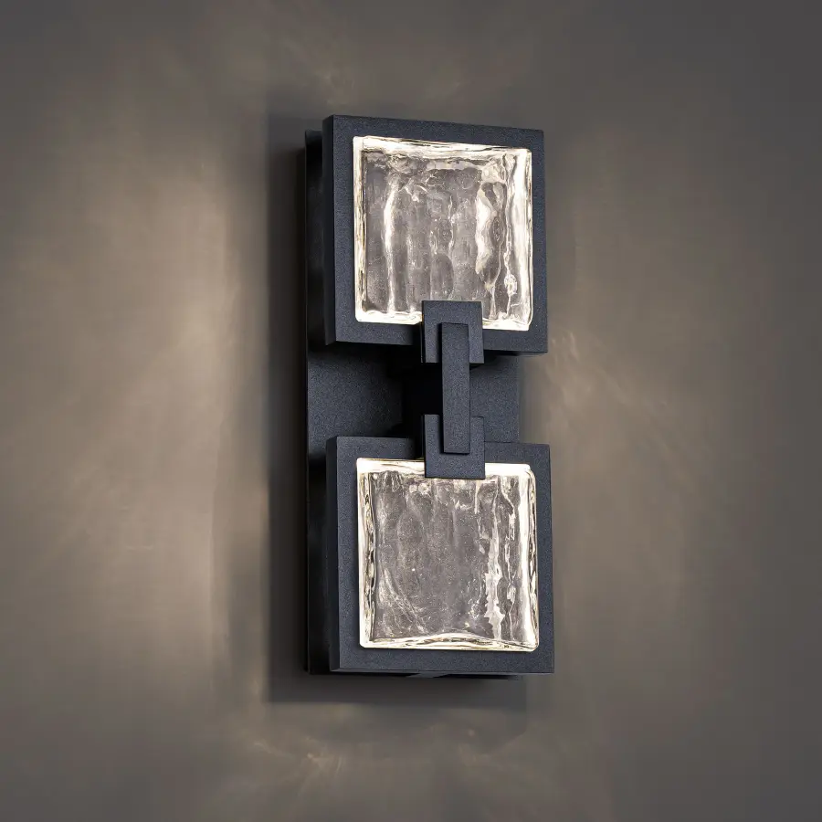 Pop Star 12" LED Outdoor Wall Light in Black with Optic Glass