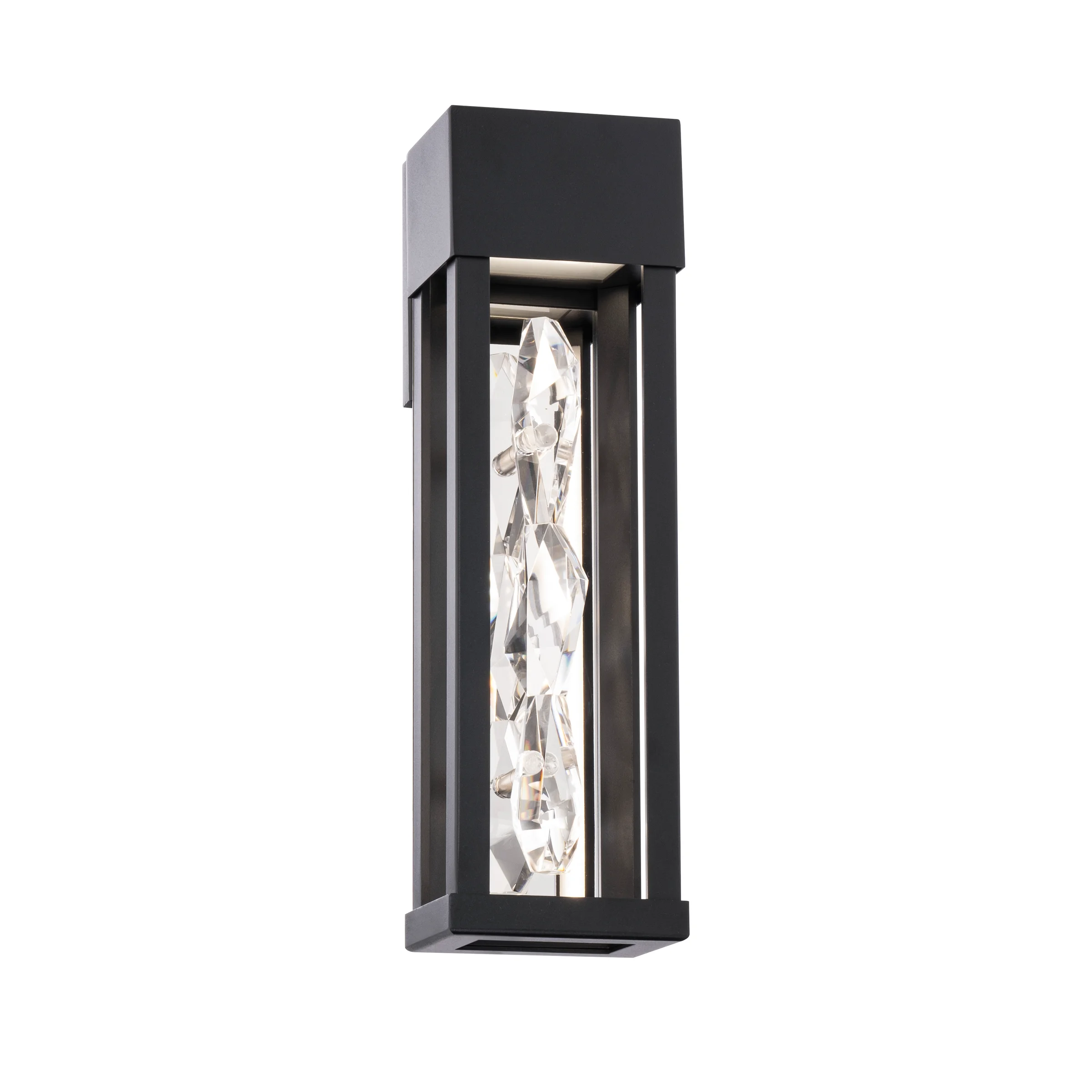 Polar 16" LED Outdoor Wall Sconce in Black with Clear Optic Crystal