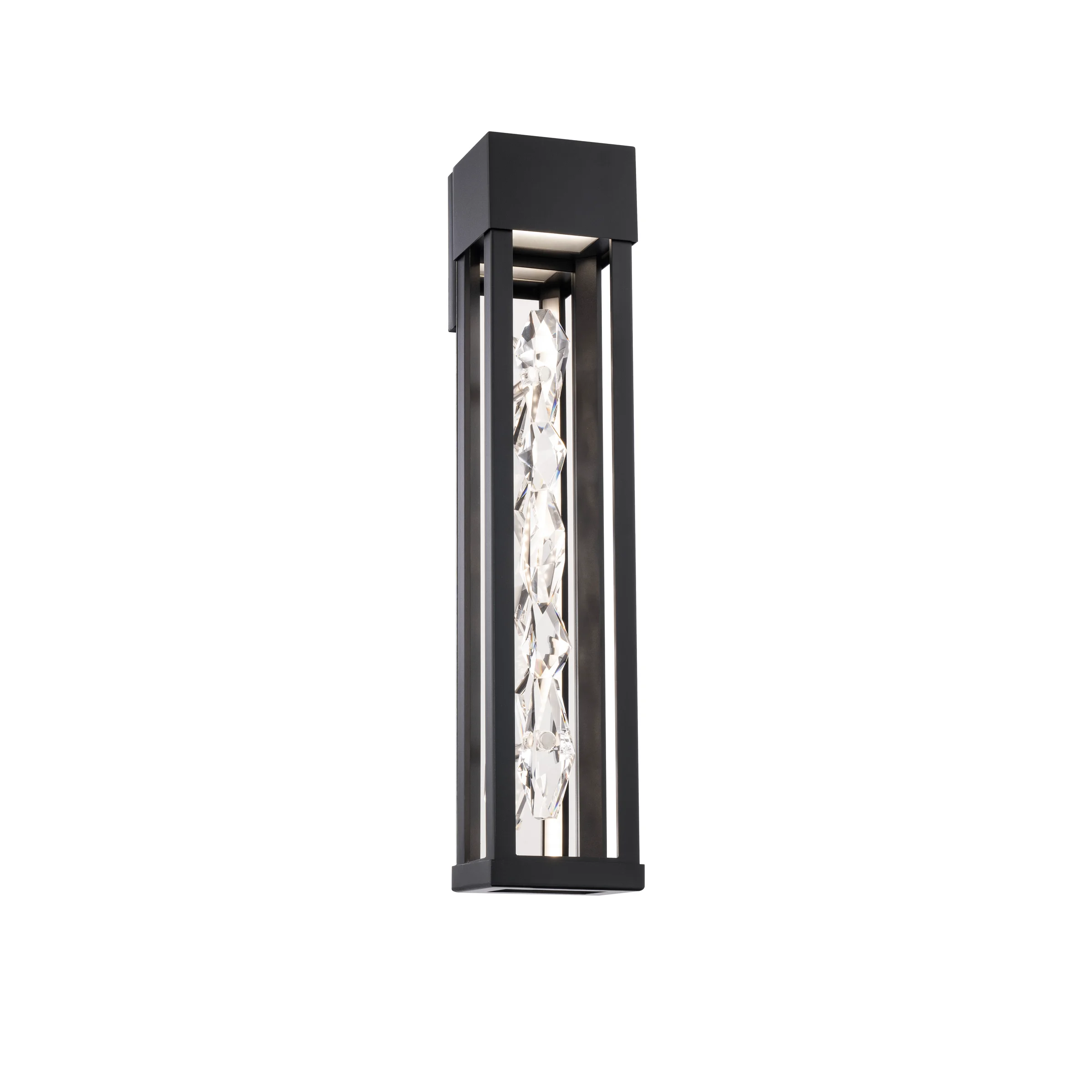 Polar 22" LED Outdoor Wall Sconce in Black with Clear Optic Crystal