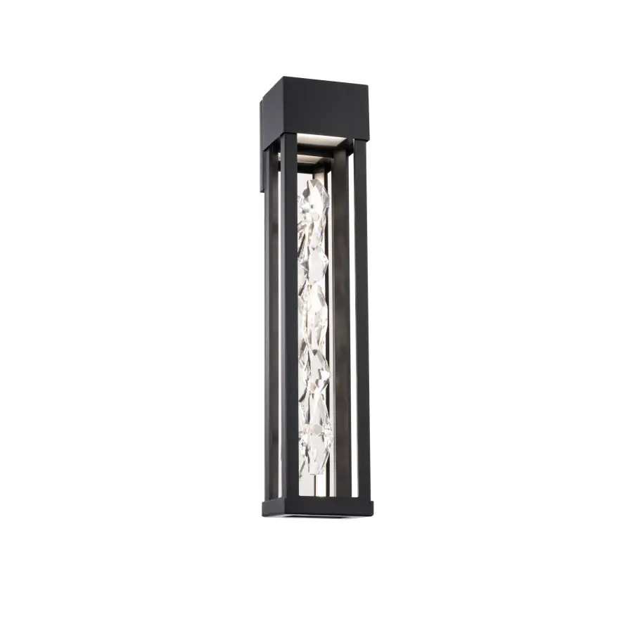 Polar 22" LED Outdoor Wall Sconce in Black with Clear Optic Crystal