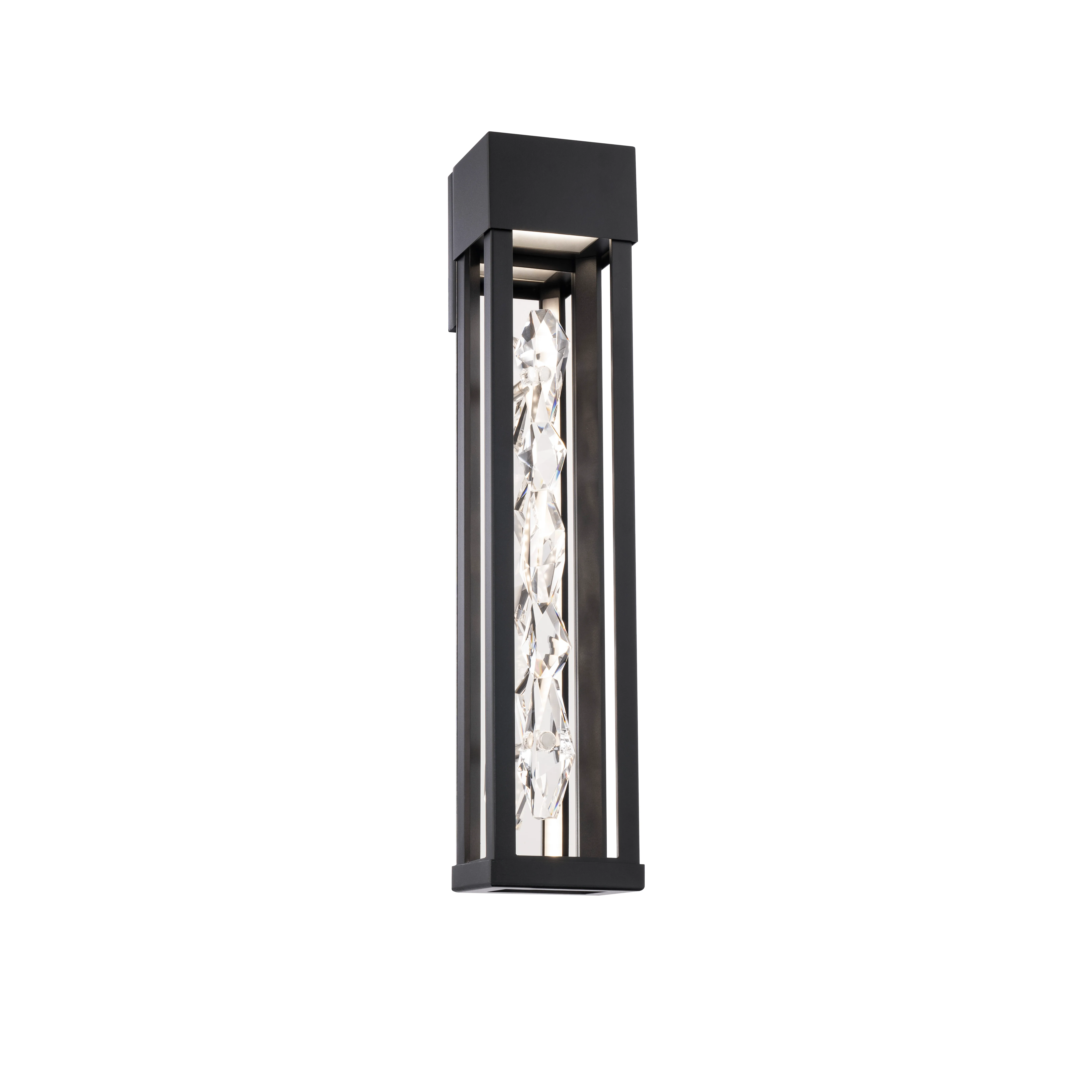 Polar 22in LED 3000K/3500K/4000K 120V-277V Outdoor Wall Sconce in Black with Clear Optic Crystal