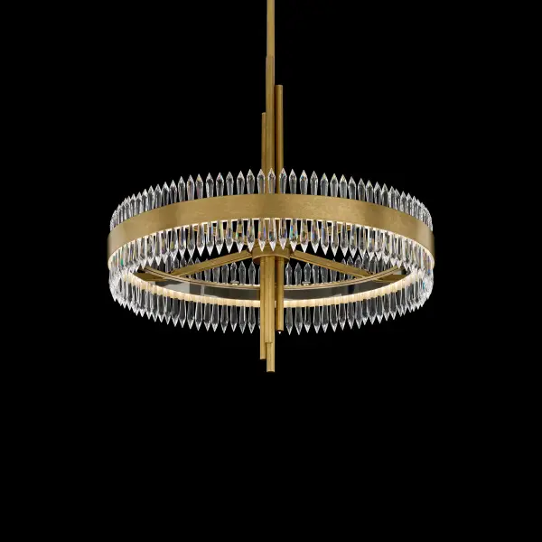 Evoking the beauty of glistening icicles on a winter morning, Annaberg captures light in its purest form. Sleek spears of multi-faceted Radiance® Crystal are hand-pinned in perfect alignment to a finely curved, hand-bent metal band, forming a sculptural half-ring of luminous artistry.