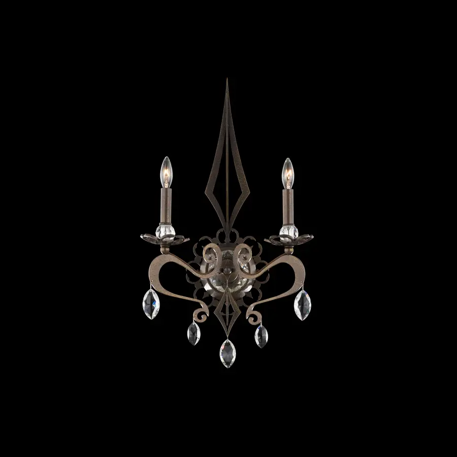 Persephone 2-Light Wall Sconce in Heirloom Gold with Clear Radiance Crystal