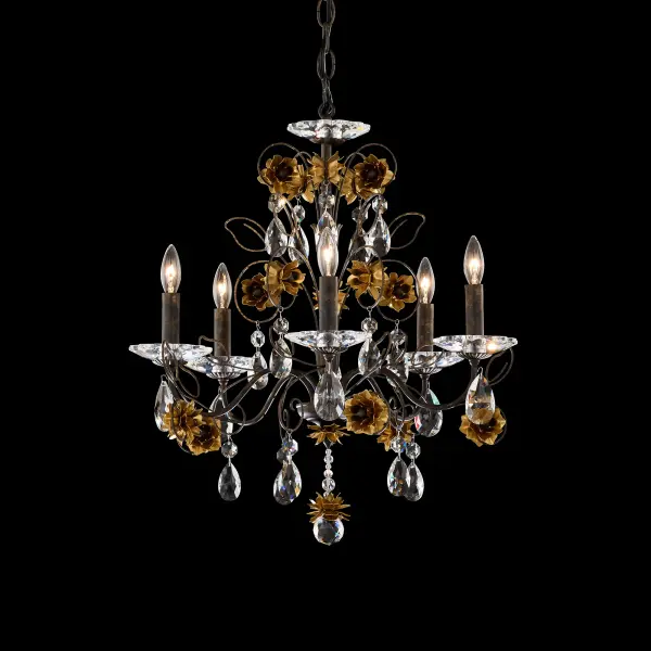 Inspired by the breathtaking beauty of a midsummer bouquet, the Camellia collection is a timeless tribute to nature's artistry. Graceful, handcrafted metallic arms arch and sweep like delicate branches, creating a stunning silhouette. Adorning these arms is an abundance of intricately sculpted flower blossoms and leaves, giving the fixture a lifelike, botanical feel. Candelabra slips rise from sparkling crystal bobeches, casting a warm and elegant glow. Like morning dew sparkling in the first rays of sunlight, a cascade of faceted Radiance® Crystals falls from the blossoms, scattering light in a brilliant display.