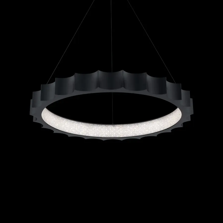Tarte 30" LED Pendant in Black with Radiance Crystal Dust