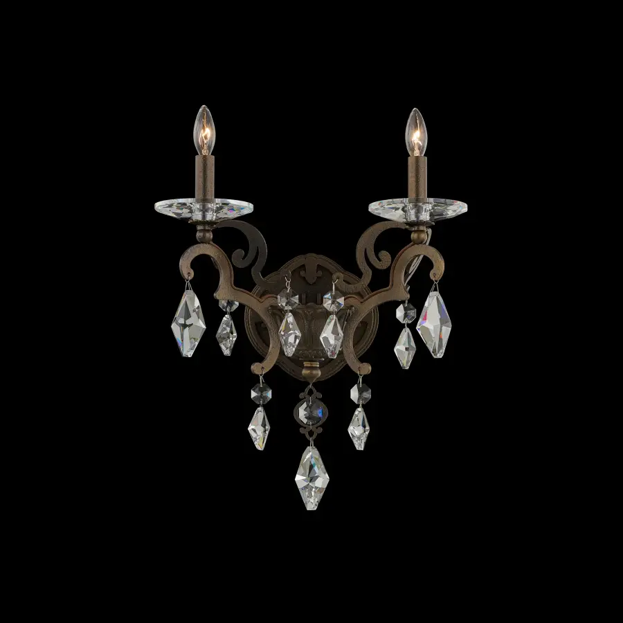 Tamerlaine 2-Light Wall Sconce in Heirloom Gold with Clear Radiance Crystal