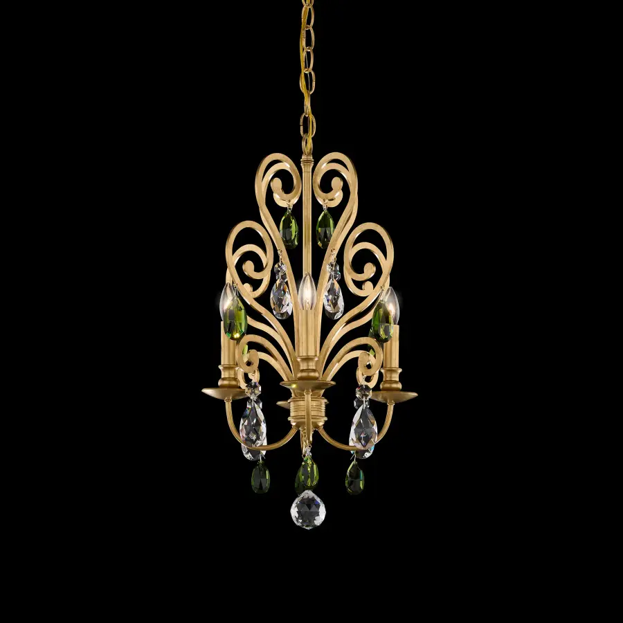 Conclave 4-Light Mini Chandelier in Heirloom Gold with Amethyst Crystal