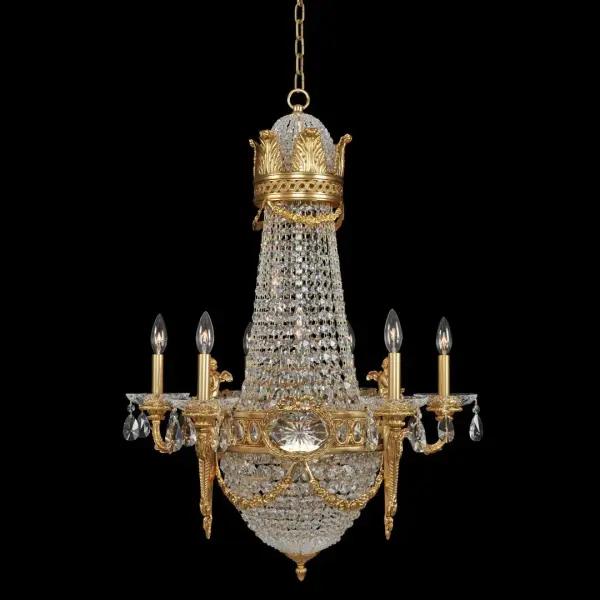 Marseille 6-Arm Chandelier in Antique Brass