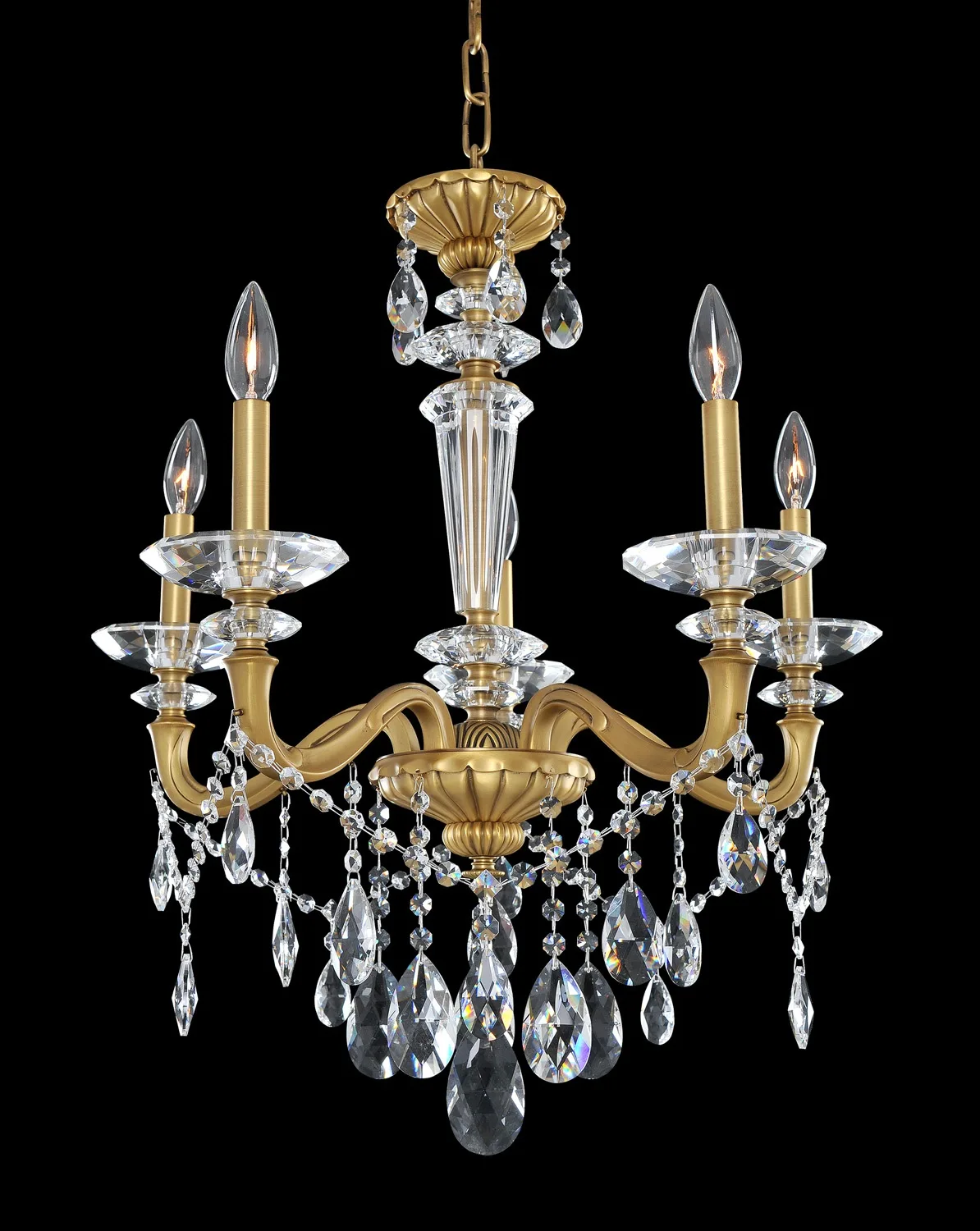 Jolivet Five Light Chandelier in Historic Brass