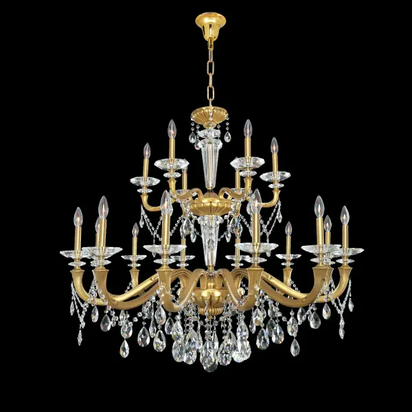 The Jolivet chandelier makes a stunning statement with its 43-inch diameter, 18 candelabra lights, and exclusive Firenze crystal drops. Crafted from solid cast brass with a sophisticated Two Tone Silver finish, this oversized fixture transforms grand spaces into elegant showcases.