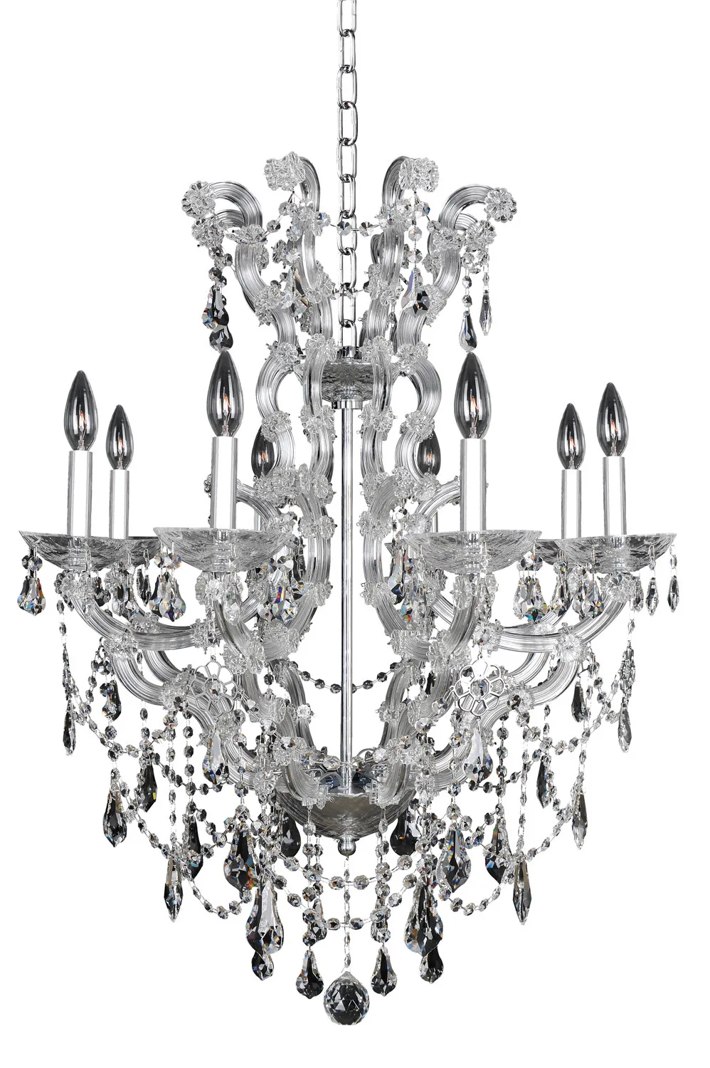 Brahms Eight Light Chandelier in Chrome