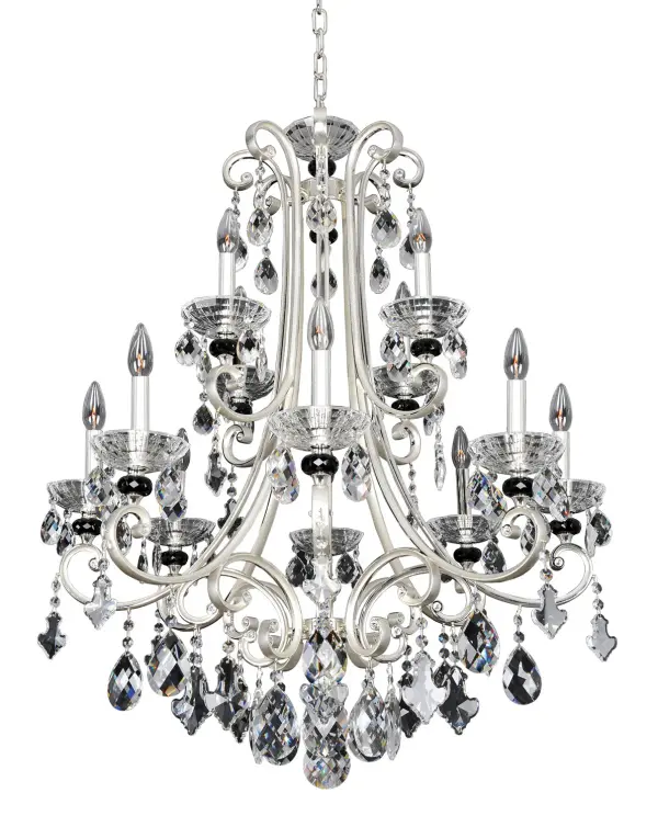 The Bedetti Collection was inspired by the sophisticated apartments on New York City`s Park Avenue. The elegant curves are accentuated with Allegri`s exclusive Tow-tone Silver finish and can be combined with our extensive selection of shades. Bedetti is where the combination of modern and traditional meet with style and panache. Collection: Bedetti Rooms: Dining Room, Bedroom, Kitchen, Foyer Finish: Two Tone Silver Glass: Firenze Clear Crystal: Firenze Clear Notes: Firenze Clear Width: 32.00" Height: 32.00" Weight: 66.00 lb Chain: 48`` Wire: 96`` Canopy: 5.25``x1`` Number of Bulbs: 12 Maximum Wattage: 40.00 W Bulb Type: Candelabra Bulb Base: E12 Candelabra Dimmable Voltage: 120.00 V Material: Cast Solid Brass Country of Origin: China Safety Listing: cETL Safety Rating: Dry
