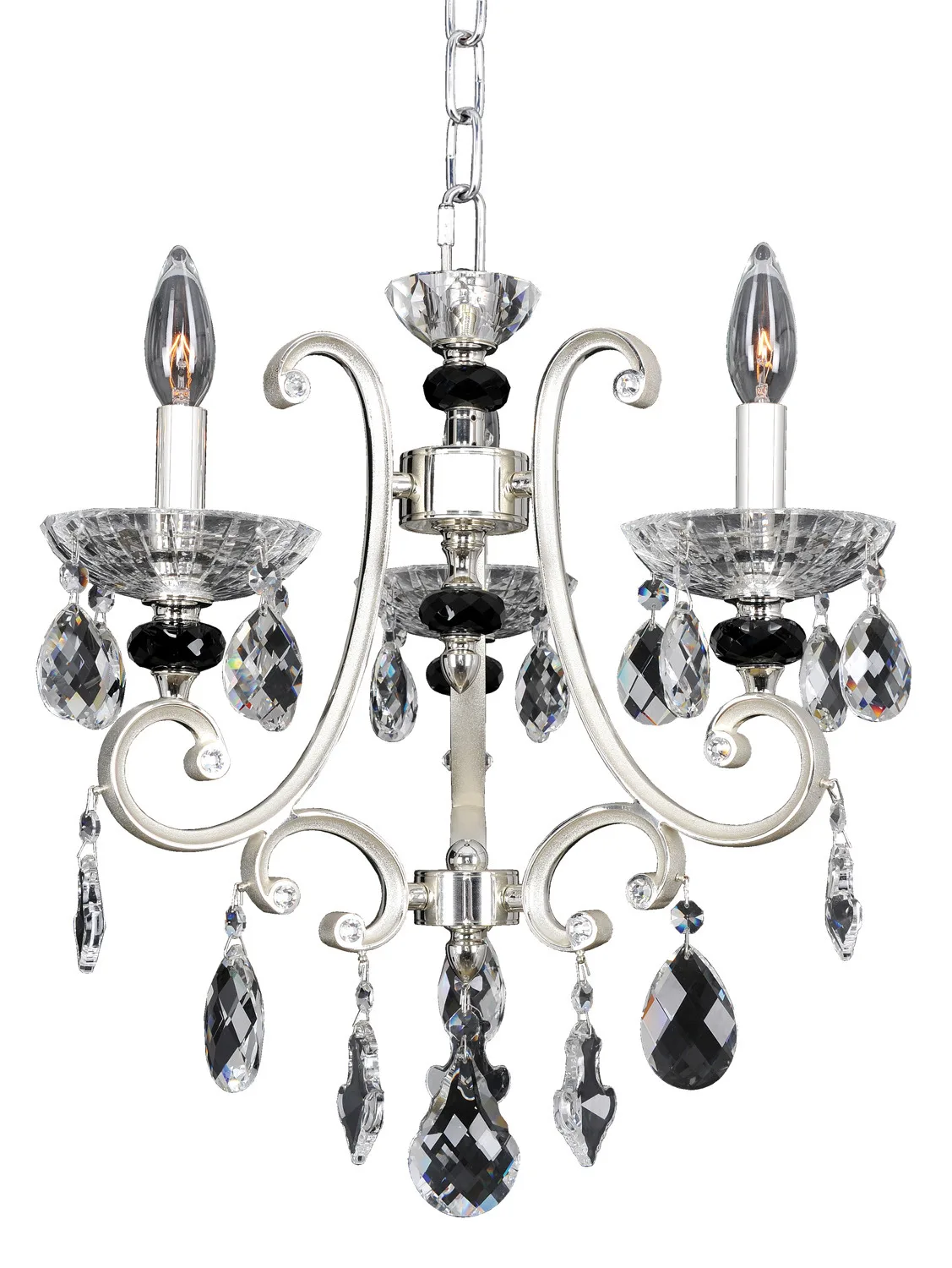Bedetti Three Light Chandelier in Two Tone Silver
