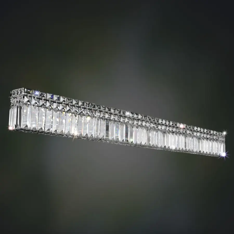 Stunning 46" Crystal Vanity Light with Faceted Glass Elegance