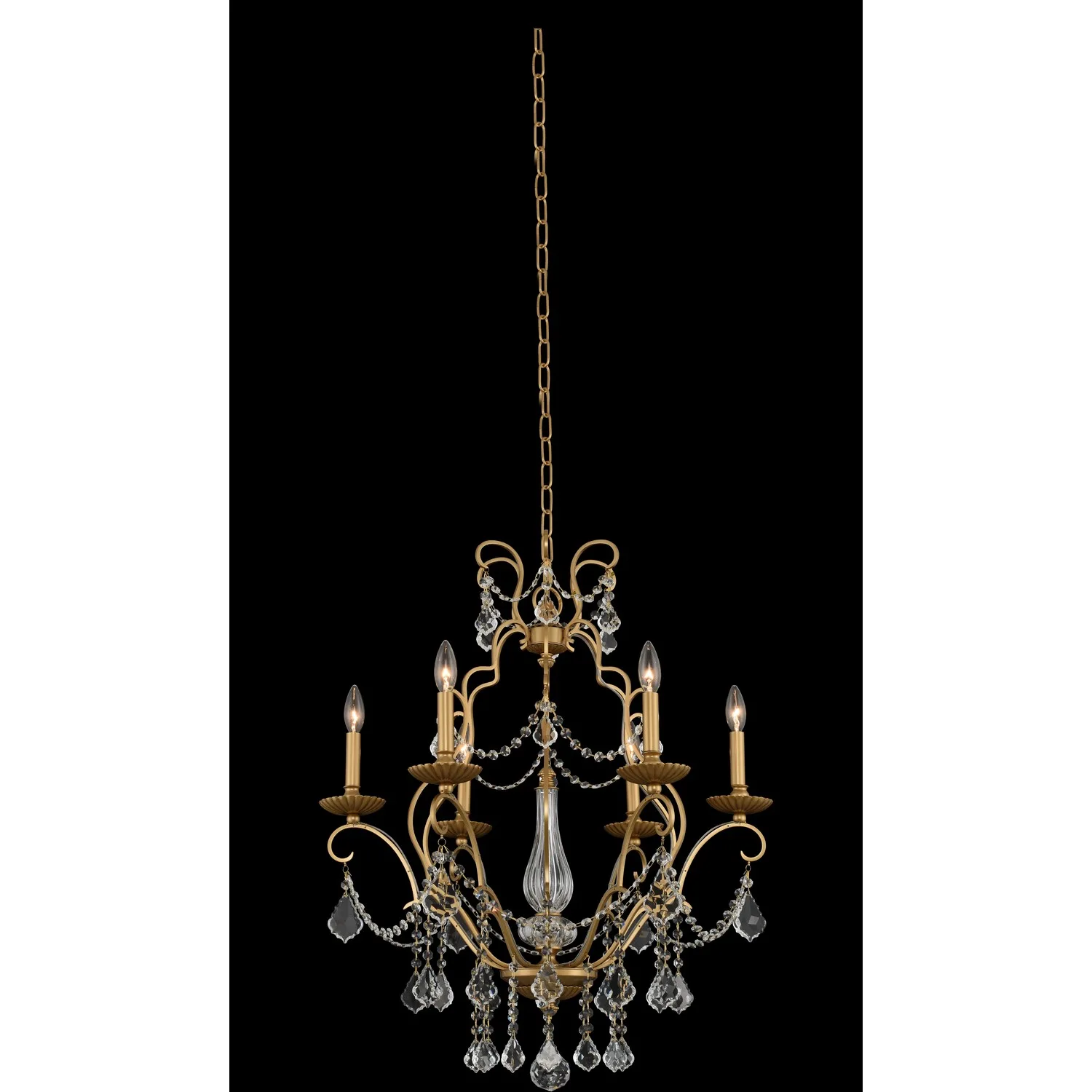 Elise Six Light Chandelier in Gold Patina