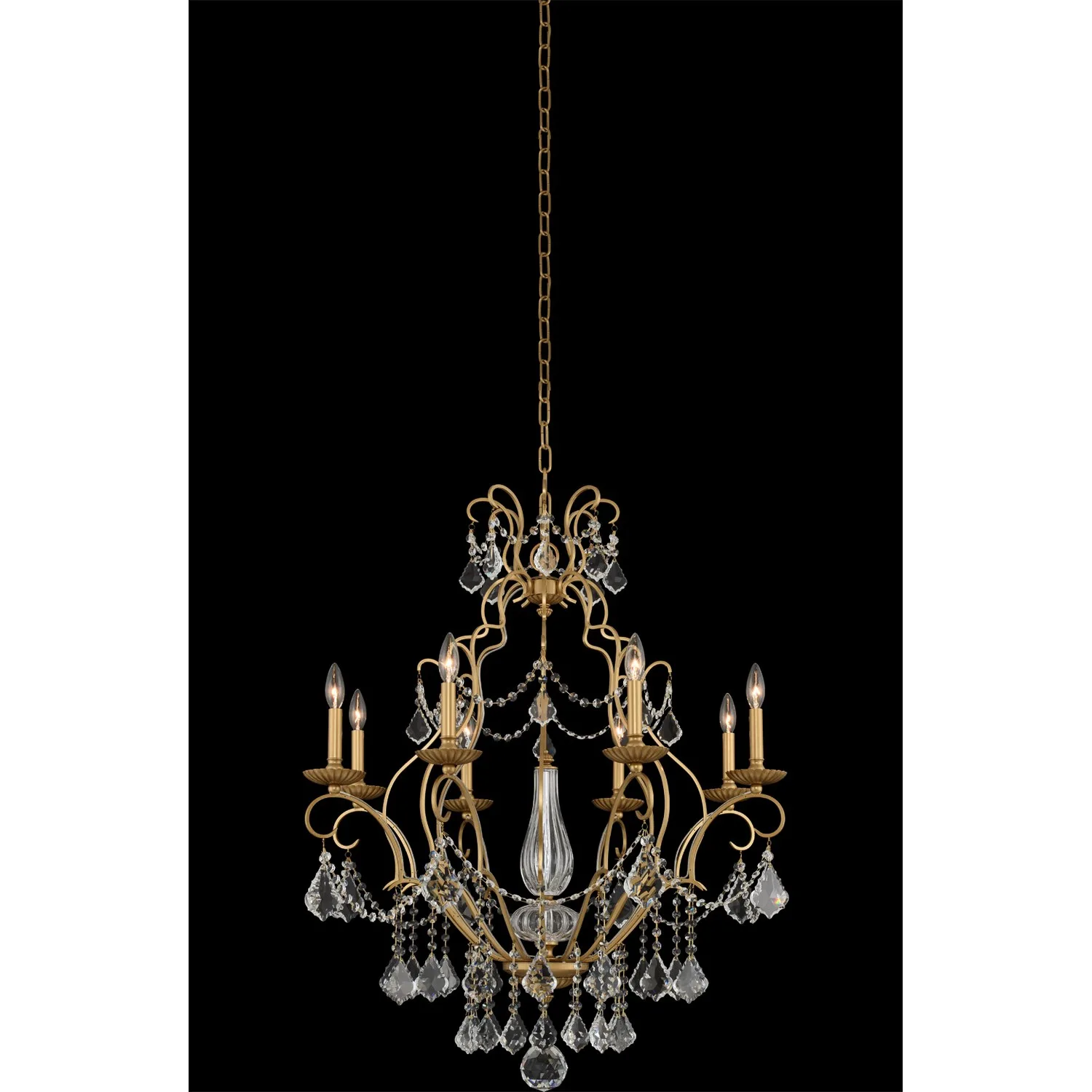 Elise Eight Light Chandelier in Gold Patina