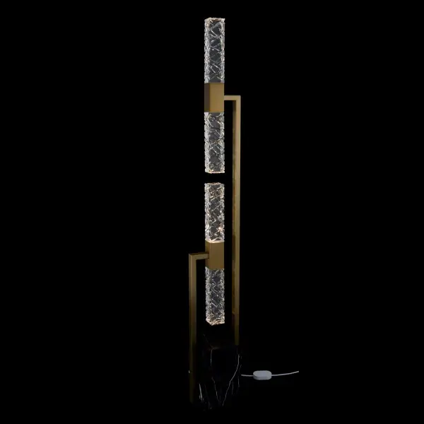 The Apollo Floor Lamp combines contemporary elegance with cutting-edge driverless LED technology. Hand-cut crystal rectangular blocks create dramatic light refraction, while the Winter Brass finish adds warmth.