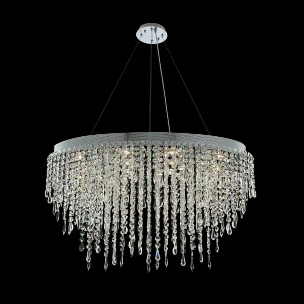 The Tenuta 36" Island Pendant combines precision stainless steel construction with Firenze Crystal accents in a sleek Polished Chrome finish. Its linear design and modern aesthetic make it perfect for kitchen islands and dining tables.