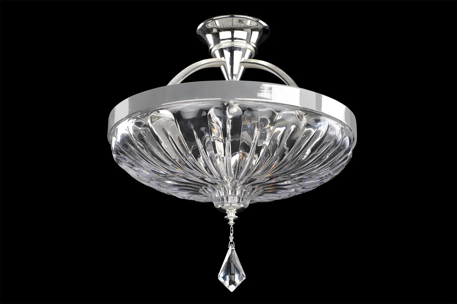 Orecchini Three Light Semi Flush Mount in Two Tone Silver