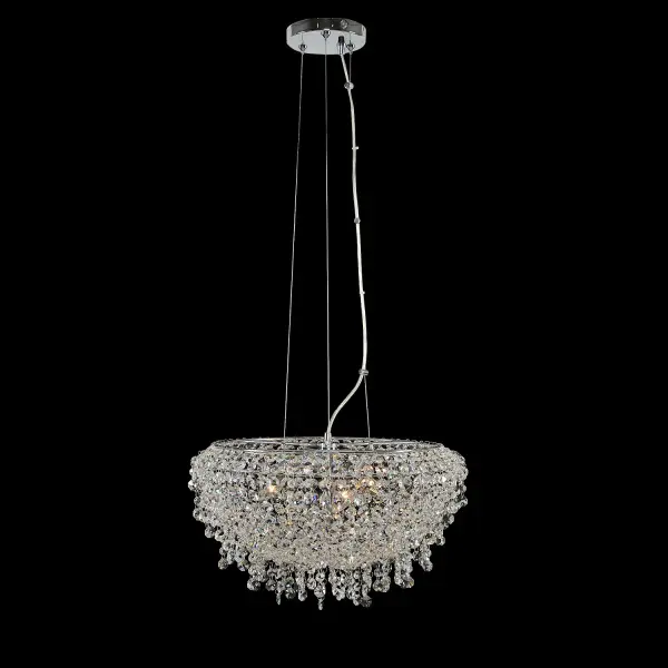 Features simple circle and other unique frame shapes with Firenze Crystal drops. Finish is Polished Chrome and fixtures come fully dressed for easy installation. Collection: Voltare Rooms: Kitchen, Dining, Great Room, Foyer Finish: Chrome Glass: Firenze Clear Crystal: Firenze Clear Notes: Firenze Clear Width: 16.00" Height: 7.00" Weight: 16.00 lb Chain: 96`` Wire: 144`` Canopy: 6``x1`` Number of Bulbs: 3 Maximum Wattage: 60.00 W Bulb Base: E12 Candelabra Dimmable Voltage: 120.00 V Material: Plated Steel Country of Origin: China Safety Listing: cETL Safety Rating: Dry
