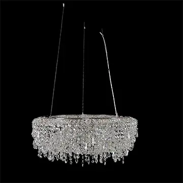 Features simple circle and other unique frame shapes with Firenze Crystal drops. Finish is Polished Chrome and fixtures come fully dressed for easy installation. Collection: Voltare Rooms: Kitchen, Dining, Great Room, Foyer Finish: Chrome Glass: Firenze Clear Crystal: Firenze Clear Notes: Firenze Clear Width: 24.00" Height: 7.00" Weight: 36.00 lb Chain: 96`` Wire: 144`` Canopy: 6``x1`` Number of Bulbs: 6 Maximum Wattage: 60.00 W Bulb Base: E12 Candelabra Dimmable Voltage: 120.00 V Material: Plated Steel Country of Origin: China Safety Listing: cETL Safety Rating: Dry