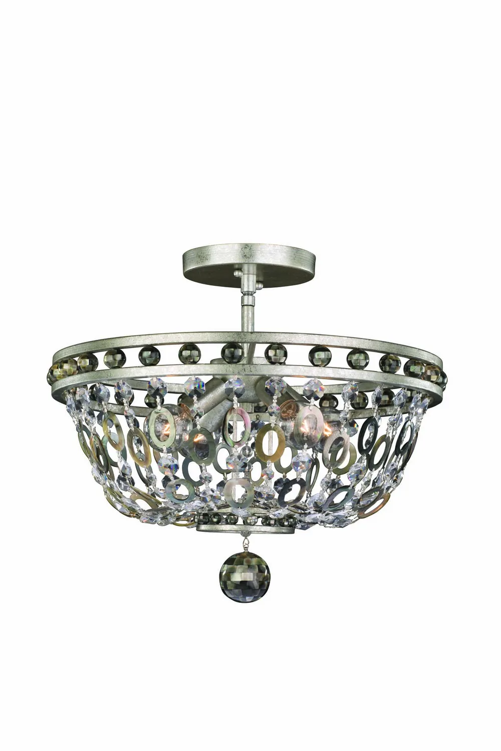 Lucia Four Light Semi Flush Mount in Vintage Silver Leaf