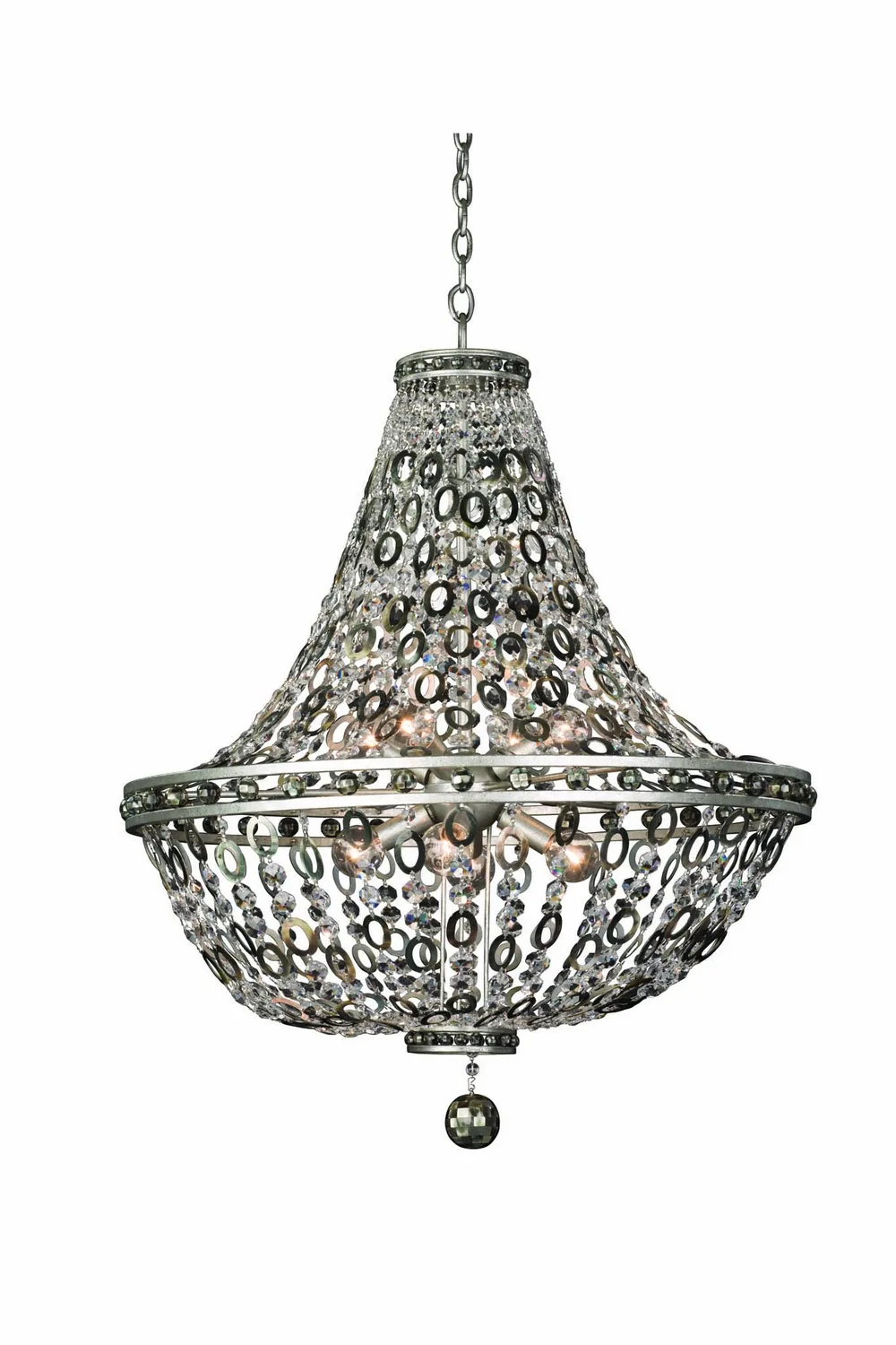 Lucia Eight Light Pendant in Vintage Silver Leaf