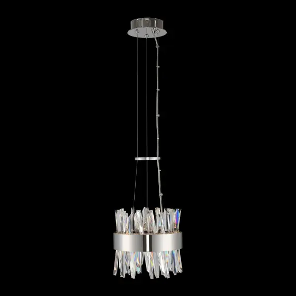 The Glacier Mini Pendant combines ice-shaped crystal spears with integrated LED backlighting for a unique, eye-catching design. Its compact 10" size makes it perfect for intimate spaces while delivering contemporary elegance.
