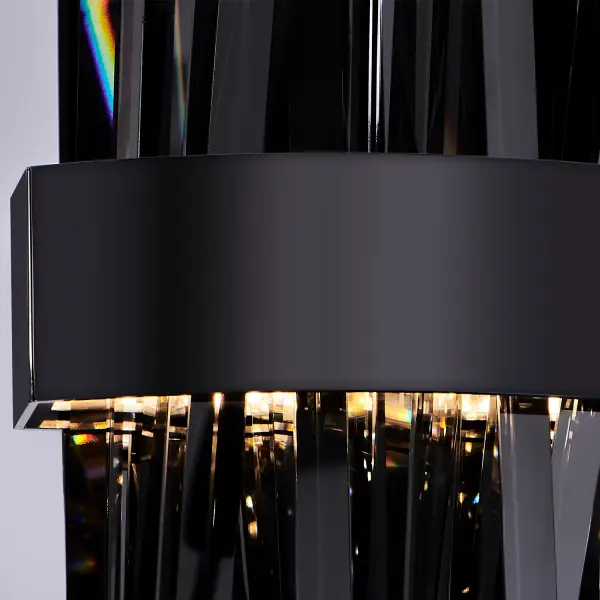 The Glacier wall sconce combines modern design with functional elegance, featuring smokey ice-like crystals and integrated LED lighting in a sleek Black Nickel finish. ADA-compliant and dimmable for versatile lighting control. - alternate view