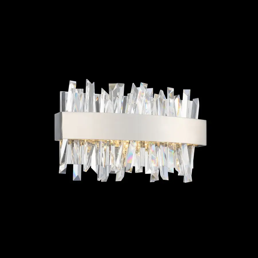 Stunning Crystal & Chrome ADA-Compliant Bath Sconce with Integrated LED