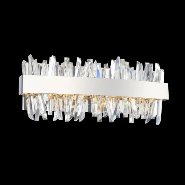 The Glacier Bath Light combines contemporary elegance with practical functionality. Ice-shaped crystal spears backlit by integrated LED create a unique visual effect while meeting ADA requirements for accessible design.