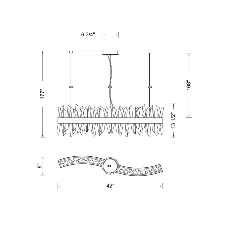 Glacier 42" LED Black Nickel Wave Linear Pendant - Image 10