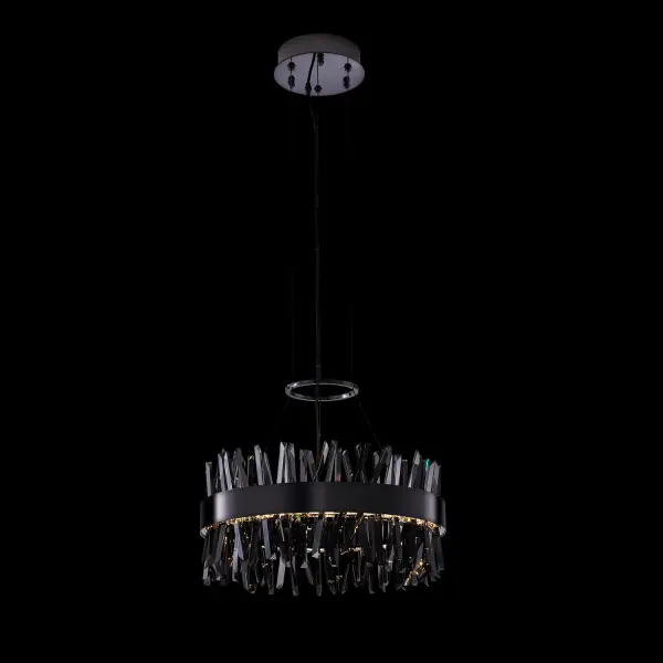 The Glacier pendant combines smokey ice-like crystals with a sleek Black Nickel frame and seamless 58-watt LED lighting. At 20 inches wide, this eye-catching fixture delivers modern sophistication with ADA compliance.