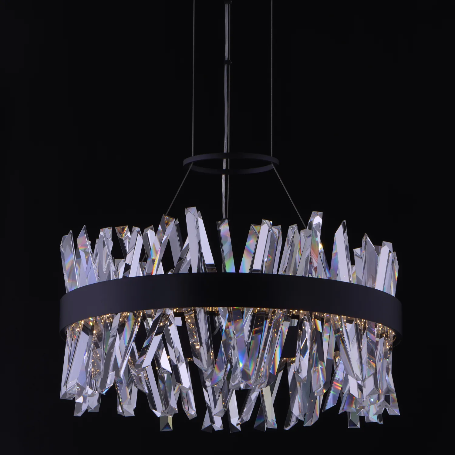 Glacier 25" LED Round Pendant in Matte Black