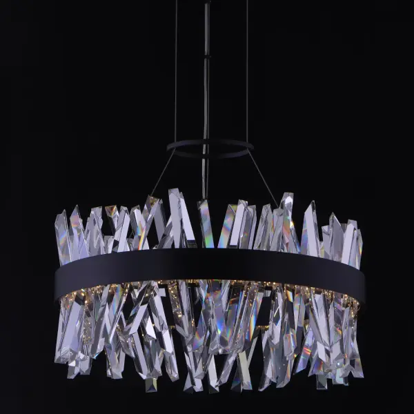 The Glacier LED Pendant combines innovative crystal craftsmanship with modern LED technology. Featuring chiseled clear crystal spears in a dramatic 25-inch round design, this statement piece delivers both sculptural beauty and energy-efficient illumination.
