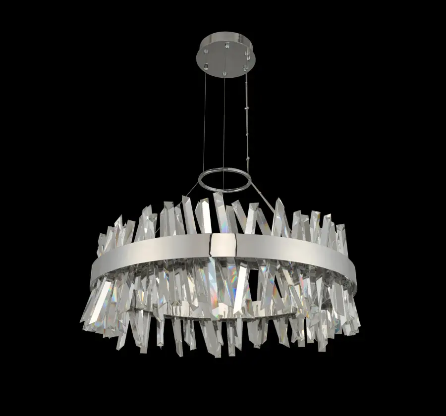 Glacier 32" LED Crystal Pendant in Polished Chrome