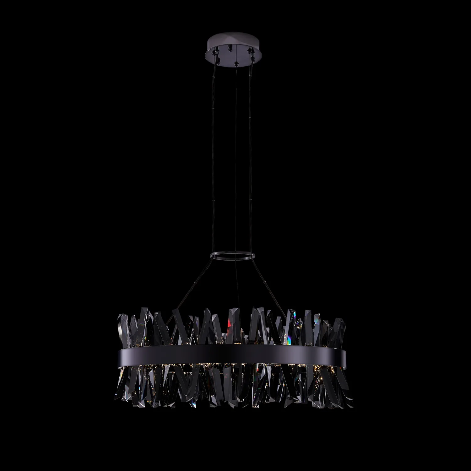 Glacier 32" LED Crystal Pendant in Black Nickel