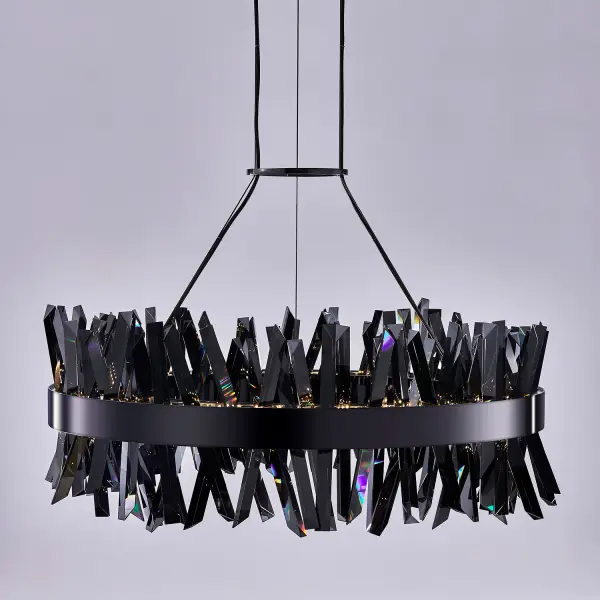 Glacier 32" LED Crystal Pendant in Black Nickel - Image 8