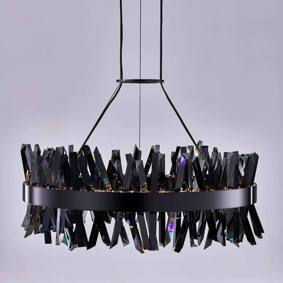 Glacier 32" LED Crystal Pendant in Black Nickel - Image 8