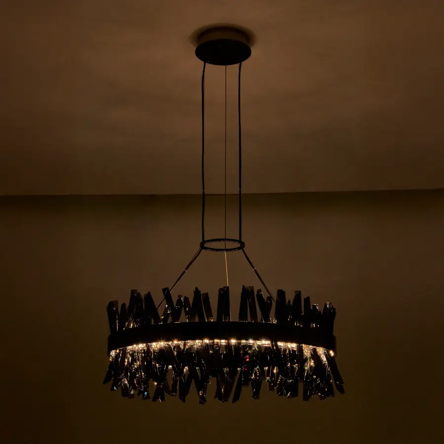 Glacier 32" LED Crystal Pendant in Black Nickel - Image 9