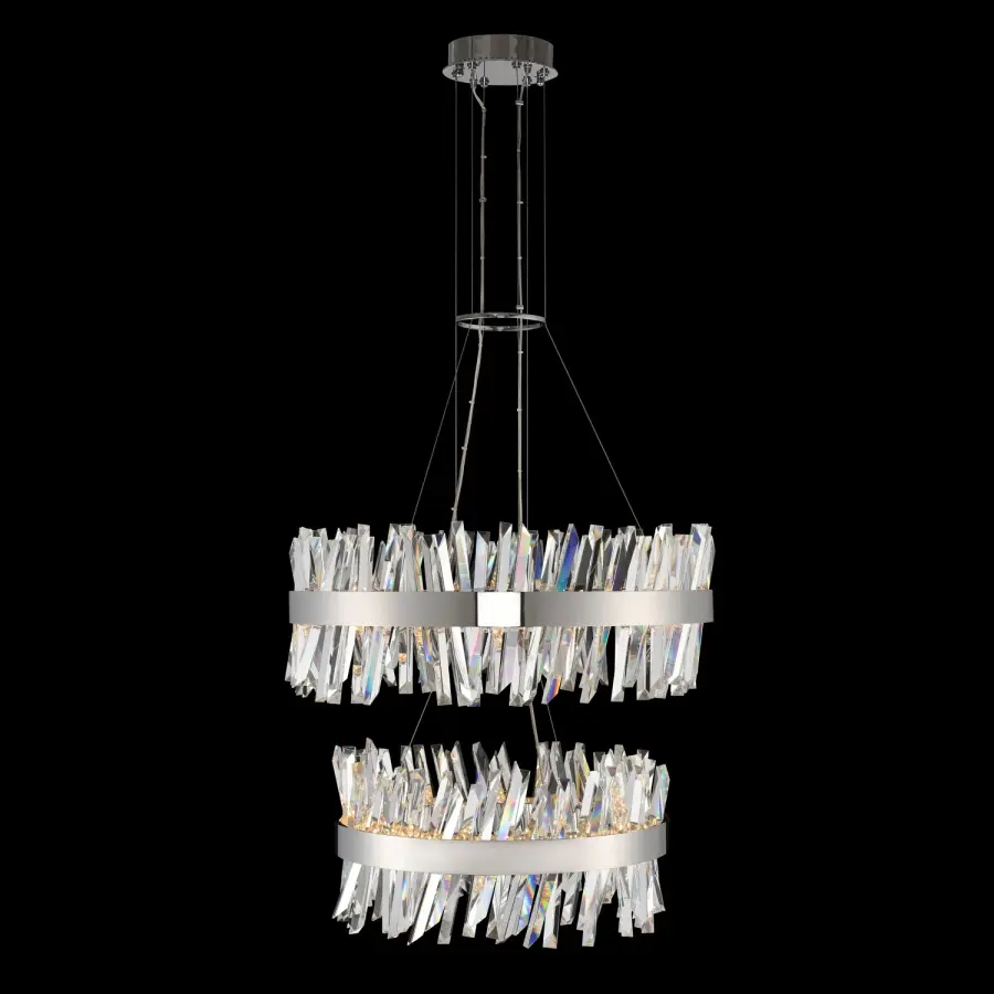 Glacier 32" 2-Tier LED Round Pendant in Polished Chrome