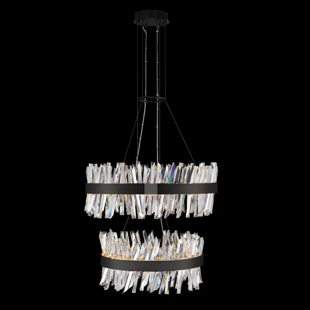 Glacier 32" 2-Tier LED Round Pendant in Matte Black