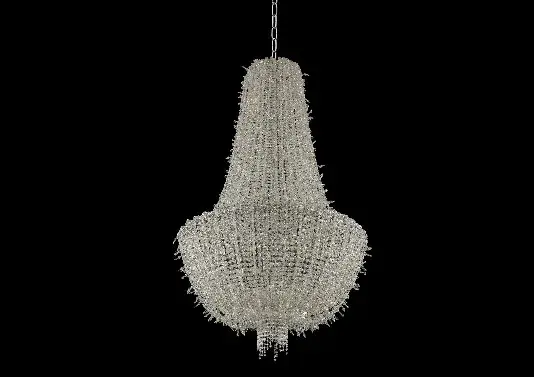 The Cielo transforms the classic empire chandelier with multi-layered draped crystals creating a brilliant, dimensional ice-like glow. Its polished chrome finish and generous 31-inch diameter make it a showstopping centerpiece.