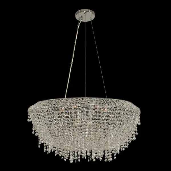 The Massimo 29" pendant combines contemporary simplicity with luxurious crystal elegance. Featuring cascading crystal bead strands in polished chrome, this fully-dressed fixture delivers instant glamour and is ready for easy installation.